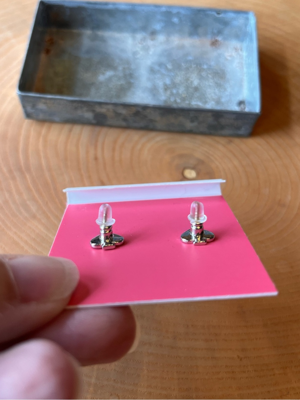 Kate Spade NY “Something Sparkly” Spade Studs Silver & Blue New - Picture 4 of 5